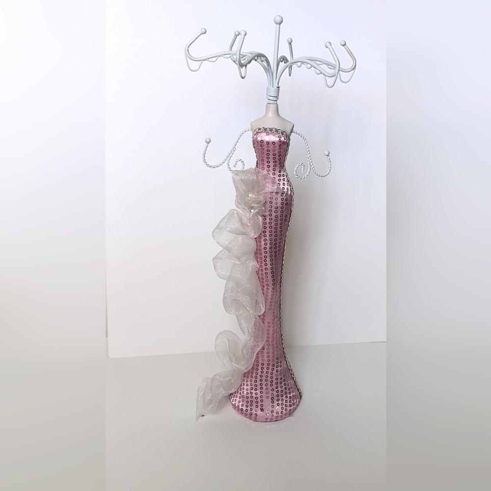 Jewelry Display Stand Lady Jeweled Evening Pink Dress